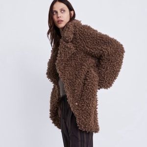 Zara Brown Teddy Coat